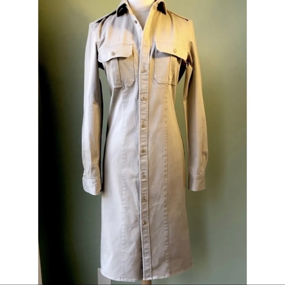 NWT Polo Ralph Lauren Sz 8 Beige Utility Military Shirt Dress Button Front NEW - Picture 4 of 13